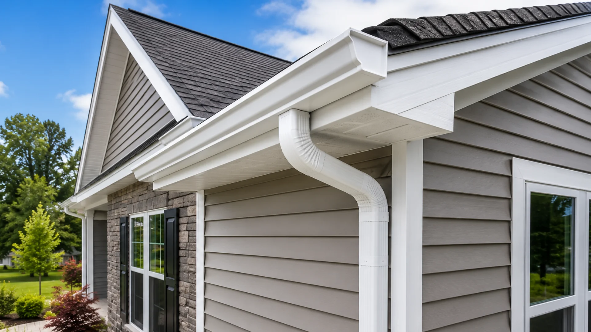Gutter installation on a home in Rochester, NY