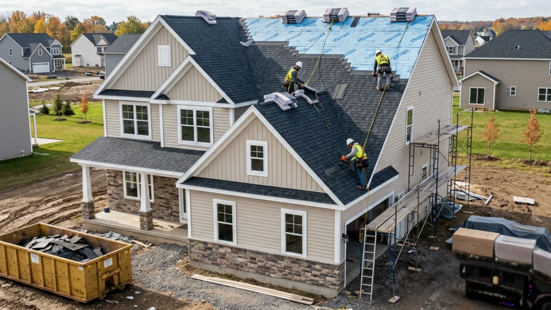 Roof repair on a home in Rochester, NY